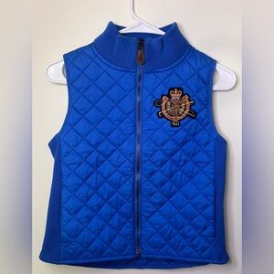 Ralph Lauren Puffer Vest Boys 16 XL Blue Quilted Full Zip Crest Polo Logo Lined